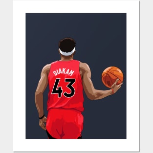 Pascal Siakam with Ball Above Waist Red Qiangy Posters and Art